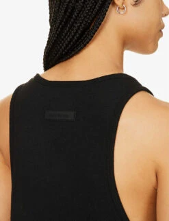 ESSENTIALS Brand-print Cotton-blend Top -Women Clothing Store R04142427 JETBLACK ALT04