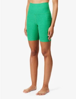 Beyond Yoga Team Side-pocket Stretch-woven Shorts -Women Clothing Store R04143886 GREENGRASSHEATHER ALT02