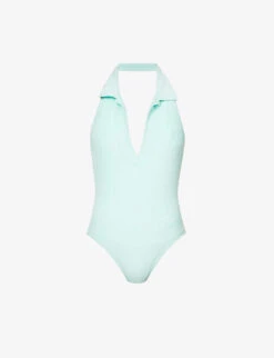 Polo V-neck Cotton-blend Swimsuit