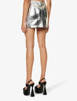 Metallic Mid-rise Cotton-blend Mini Skirt 8 Metallic Mid-rise Cotton-blend Mini Skirt -Women Clothing Store R04145509 SILVER ALT03