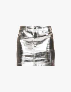 Metallic Mid-rise Cotton-blend Mini Skirt