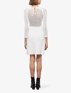 THE KOOPLES Scalloped-trim Woven Knitted Mini Dress -Women Clothing Store R04146001 WHI01 ALT03
