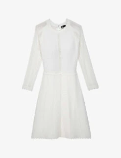 THE KOOPLES Scalloped-trim Woven Knitted Mini Dress