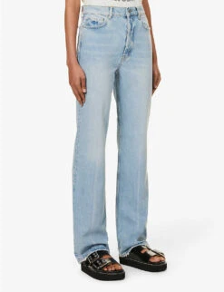 ANINE BING Olsen Straight-leg High-rise Organic-denim Jeans -Women Clothing Store R04146362 WASHEDBLUE ALT02