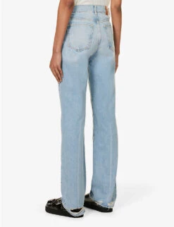 ANINE BING Olsen Straight-leg High-rise Organic-denim Jeans -Women Clothing Store R04146362 WASHEDBLUE ALT03