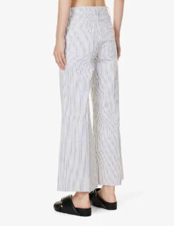 FRAME Le Palazzo Striped Wide-leg Cropped High-rise Recycled Denim-blend Jeans -Women Clothing Store R04146438 COBALTMULTI ALT03