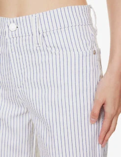 FRAME Le Palazzo Striped Wide-leg Cropped High-rise Recycled Denim-blend Jeans -Women Clothing Store R04146438 COBALTMULTI ALT04