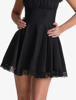 Kaia Square-neck A-line Woven Mini Dress 9 Kaia Square-neck A-line Woven Mini Dress -Women Clothing Store R04146887 BLACK ALT04