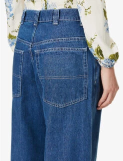 Skater Wide-leg Mid-rise Organic Cotton-blend Jeans 11 Skater Wide-leg Mid-rise Organic Cotton-blend Jeans -Women Clothing Store R04147063 INDIGO ALT05