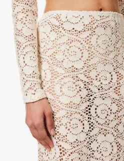 Zakynthos Floral-knit Recycled Cotton-blend Midi Skirt -Women Clothing Store R04147074 IVORY ALT04