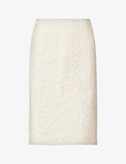 Zakynthos Floral-knit Recycled Cotton-blend Midi Skirt