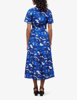 THE KOOPLES Floral Print-wrap Silk Midi Dress 8 THE KOOPLES Floral Print-wrap Silk Midi Dress -Women Clothing Store R04147349 BLU01 ALT03