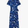 THE KOOPLES Floral Print-wrap Silk Midi Dress