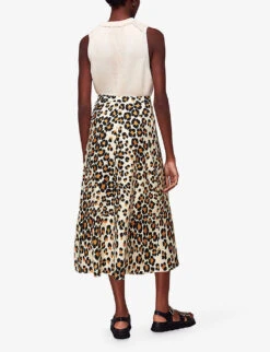 Whistles Leopard-print Button-through Woven Midi Skirt -Women Clothing Store R04147720 MULTICOLOURED ALT02