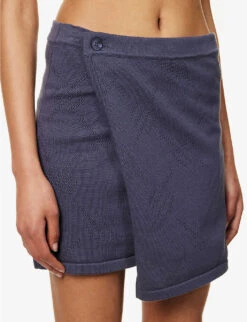 Daily Paper Repatty Logo-embroidered Cotton-blend Knitted Mini Skirt -Women Clothing Store R04148968 IRONGREY ALT04