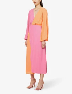 Frieda Colour-block Woven Maxi Dress -Women Clothing Store R04149647 PINKORANGECONTRAST ALT02