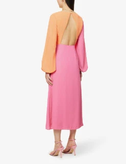 Frieda Colour-block Woven Maxi Dress -Women Clothing Store R04149647 PINKORANGECONTRAST ALT03