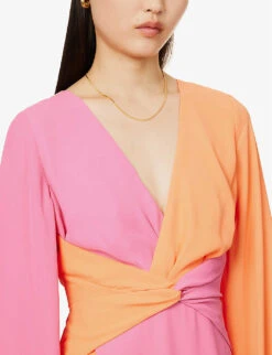 Frieda Colour-block Woven Maxi Dress -Women Clothing Store R04149647 PINKORANGECONTRAST ALT04