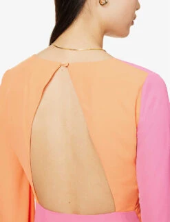 Frieda Colour-block Woven Maxi Dress -Women Clothing Store R04149647 PINKORANGECONTRAST ALT05