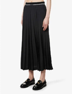 Miu Miu Pleated High-rise Woven Midi Skirt 7 Miu Miu Pleated High-rise Woven Midi Skirt -Women Clothing Store R04149729 NERO ALT02