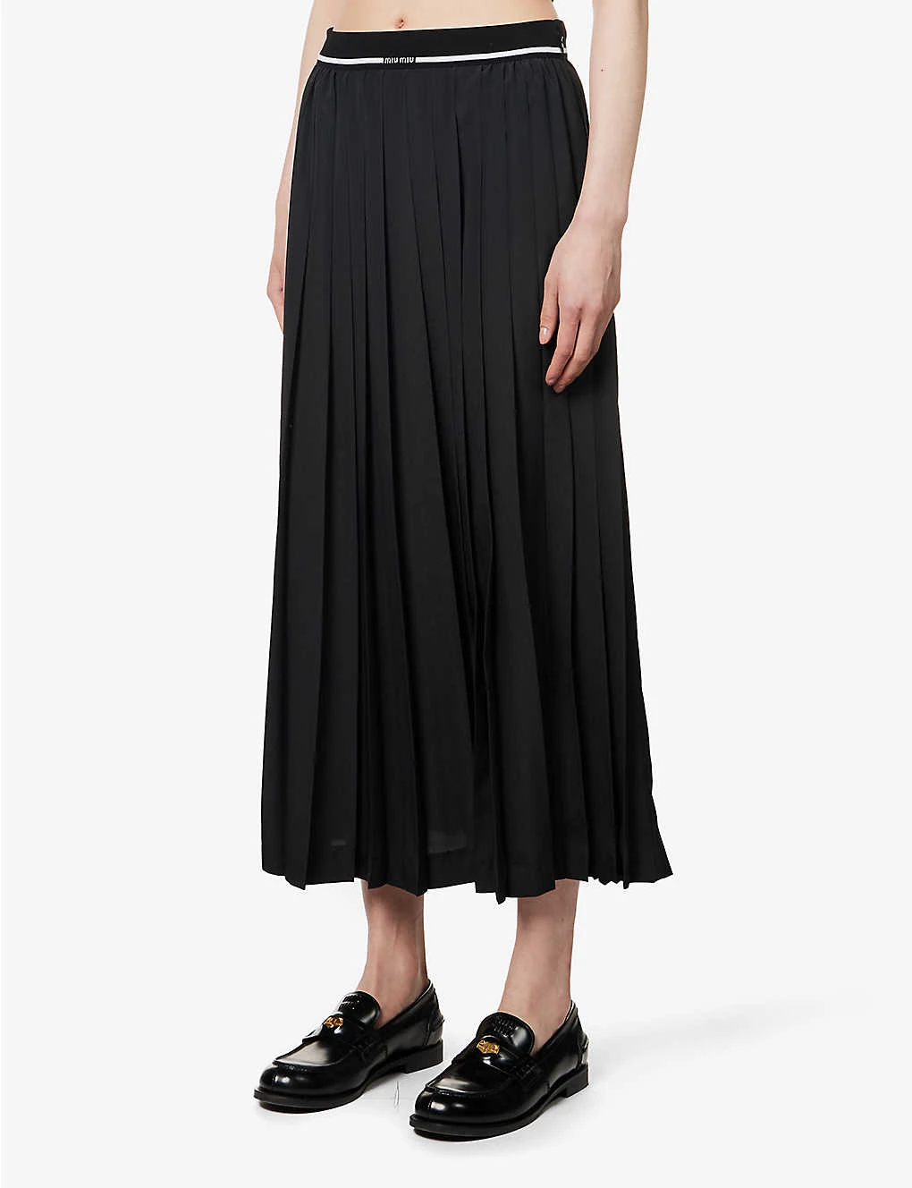 Miu Miu Pleated High-rise Woven Midi Skirt 3 Miu Miu Pleated High-rise Woven Midi Skirt - Image 3