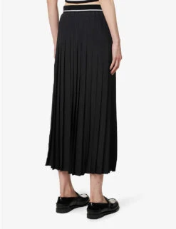 Miu Miu Pleated High-rise Woven Midi Skirt 8 Miu Miu Pleated High-rise Woven Midi Skirt -Women Clothing Store R04149729 NERO ALT03