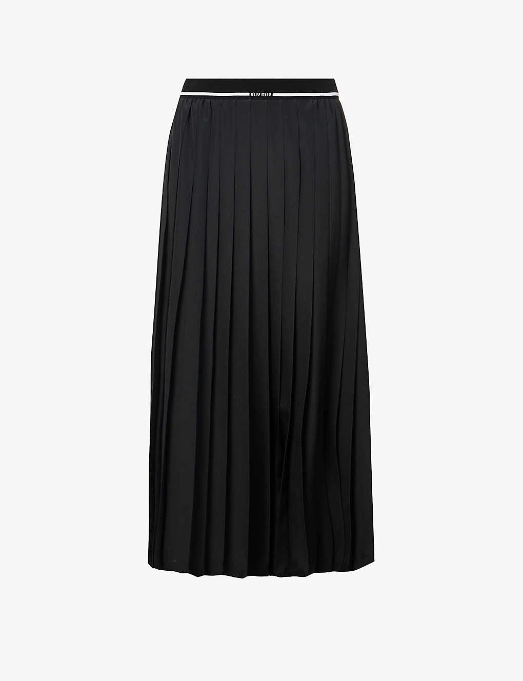 Miu Miu Pleated High-rise Woven Midi Skirt 1 Miu Miu Pleated High-rise Woven Midi Skirt