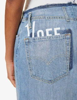 Split Raw-hem Upcycled Denim Maxi Skirt -Women Clothing Store R04149756 BLUE ALT04