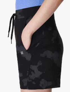 Sweaty Betty "Explorer 5.5"" Fade-print High-rise Stretch-woven Shorts" -Women Clothing Store R04150384 BLACKFADEPRINT ALT02