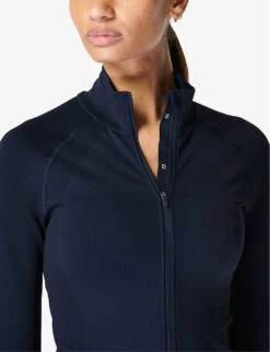 Sweaty Betty Athlete Seamless Zip-up Stretch-woven Top -Women Clothing Store R04150504 NAVYBLUE ALT04