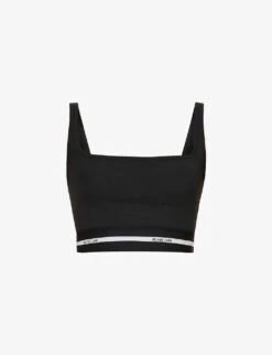 Women Clothing Store 35 Helmut Lang Logo-waistband Cropped Cotton-blend Top