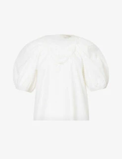 Weekend Max Mara Manico Semi-sheer Puff-sleeve Cotton Shirt