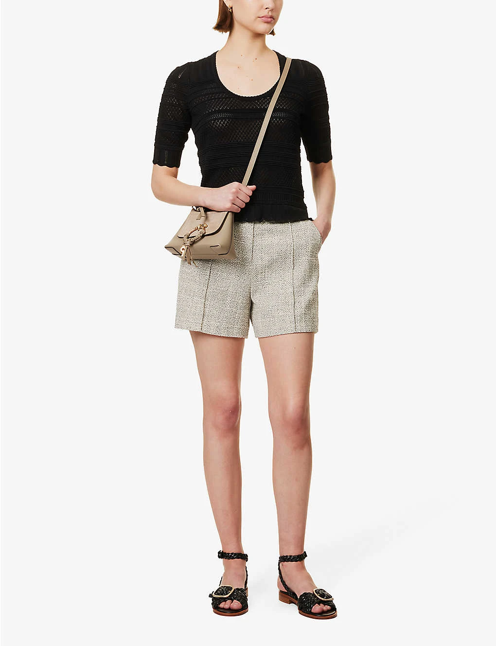 ME AND EM Scoop Neck Lace Stretch-knit Top 2 ME AND EM Scoop Neck Lace Stretch-knit Top - Image 2