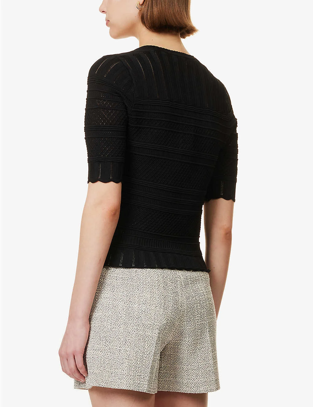 ME AND EM Scoop Neck Lace Stretch-knit Top 4 ME AND EM Scoop Neck Lace Stretch-knit Top - Image 4