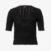 ME AND EM Scoop Neck Lace Stretch-knit Top