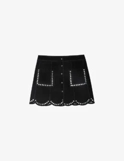 Zadig & Voltaire Jasia Studded Suede Mini Skirt