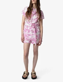 Zadig & Voltaire Cookis Toile-de-Jouy-print Organic-cotton Playsuit -Women Clothing Store R04151940 TOILE ALT02