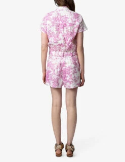 Zadig & Voltaire Cookis Toile-de-Jouy-print Organic-cotton Playsuit -Women Clothing Store R04151940 TOILE ALT03