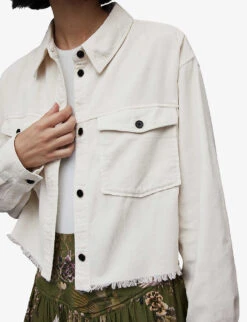 AllSaints Ziva Patch-pocket Long-sleeve Cord Cotton-blend Shirt -Women Clothing Store R04152365 ALMONDWHITE ALT04