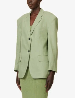 THEORY Galena Relaxed-fit Linen Blazer -Women Clothing Store R04152390 LEAF ALT02