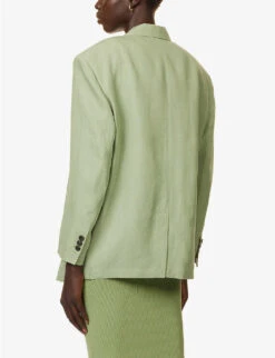 THEORY Galena Relaxed-fit Linen Blazer -Women Clothing Store R04152390 LEAF ALT03