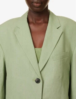 THEORY Galena Relaxed-fit Linen Blazer -Women Clothing Store R04152390 LEAF ALT04