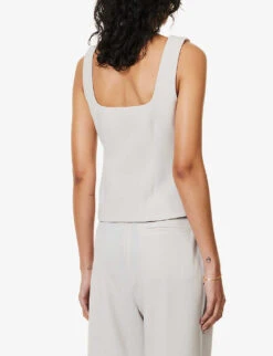 Leni Square-neck Woven Waistcoat -Women Clothing Store R04152834 ICEBLUE ALT03