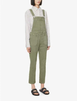 Paige Mayslie Square-neck Stretch-denim Dungarees -Women Clothing Store R04153169 VINTAGEIVYGREEN ALT02