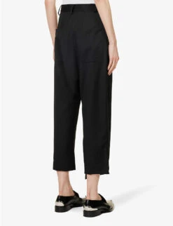 Dominate Wide-leg Dropped-crotch Wool Trousers -Women Clothing Store R04153453 BLACKWOOL ALT03