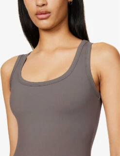 Ultimate Scoop-neck Sleeveless Stretch-woven Unitard -Women Clothing Store R04153497 COCOA ALT04