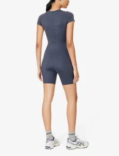 Ultimate Short-sleeved Stretch-woven Playsuit -Women Clothing Store R04153650 MIDNIGHTBLUE ALT03