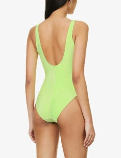 GOOD AMERICAN Sparkle Modern Scoop-neck Swimsuit -Women Clothing Store R04154434 ELECTRICLIME002 ALT02