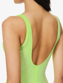 GOOD AMERICAN Sparkle Modern Scoop-neck Swimsuit -Women Clothing Store R04154434 ELECTRICLIME002 ALT03