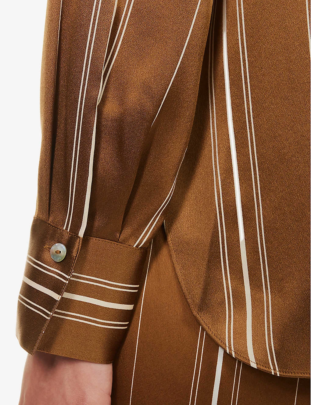 Vince Stripe Band-collar Silk Shirt 6 Vince Stripe Band-collar Silk Shirt - Image 6